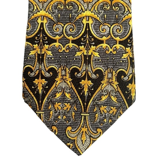 GIANNI VERSACE 90s Vintage Metallic Baroque Silk Pattern Tie Made in Italy - Picture 4 of 8